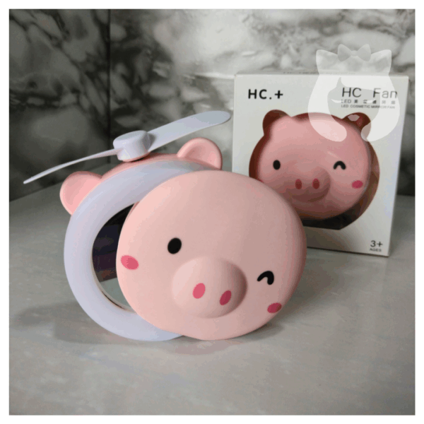 Ventilador Portatil Con Espejo Y Luz Led Usb