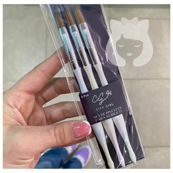 Set Pincel 3pcs Acrílico City Girl