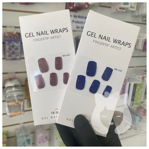 Gel Nail Wraps Stickers Semi 16 Tiras Liso