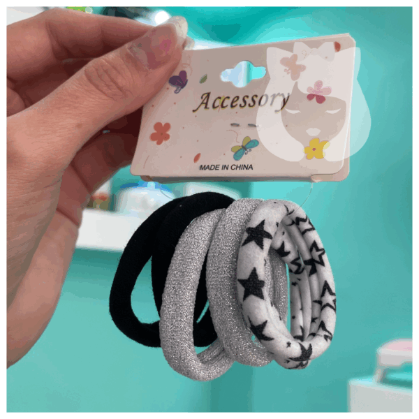 Set colitas 6pcs negro c/glitter