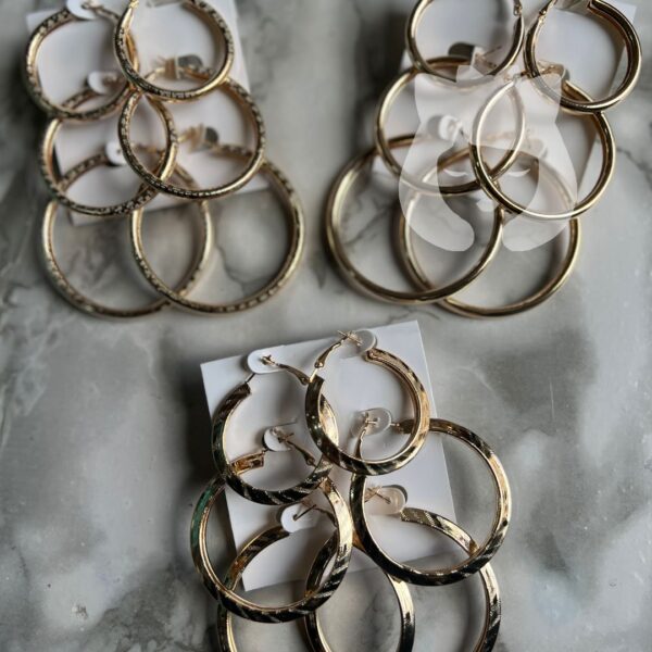 Set Aro Argolla Doble Rose Gold 3pcs