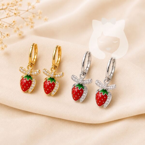 Aros Par Argolla Frutilla Acero Quirúrgico