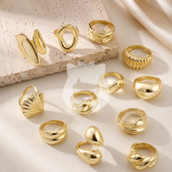 Anillos Chunky Dorado