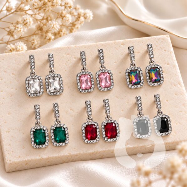 Aritos Diamantes Color Acero Quirúrgico Plateado
